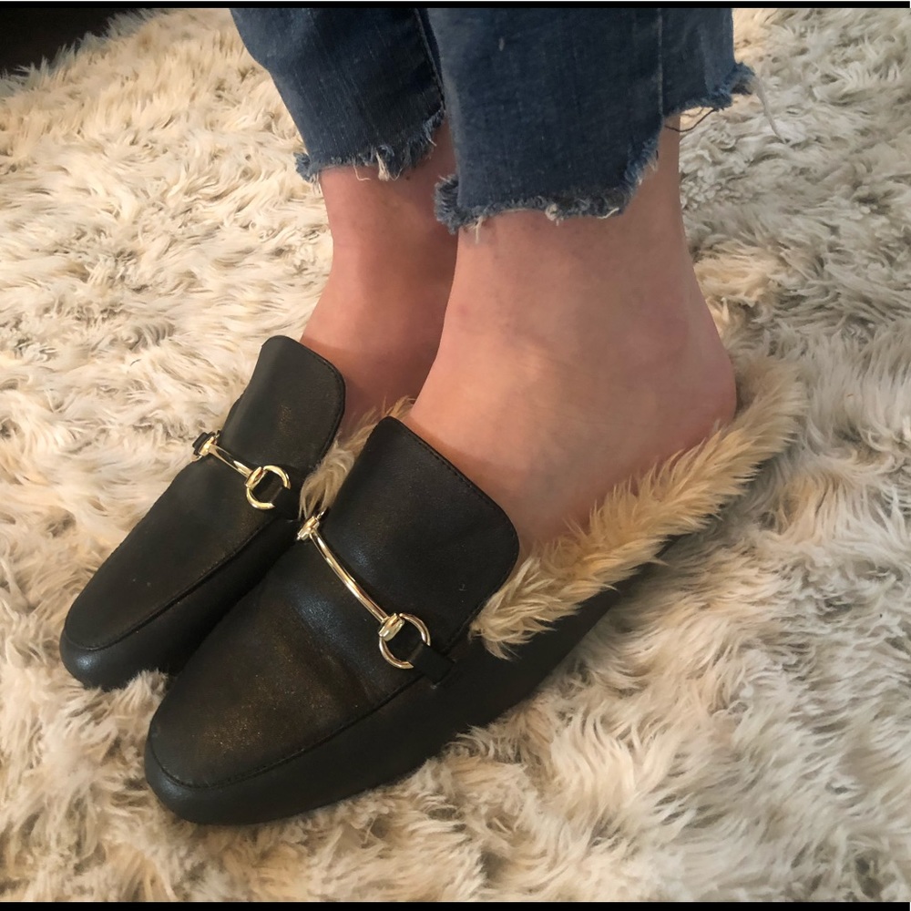Black and Gold Fur Mules Target a new day